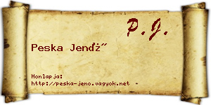 Peska Jenő névjegykártya